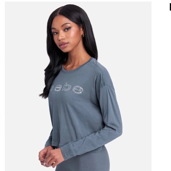 SOLD - Bebe Long Sleeve Smoke Blue Top - NWT - Picture 8 of 14